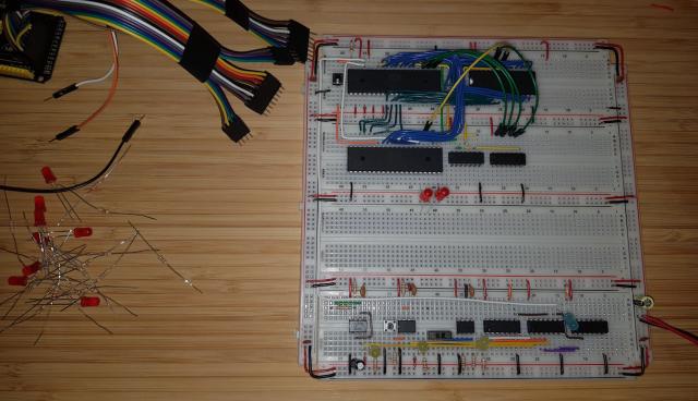 Add the 4 register select lines and the first two LED