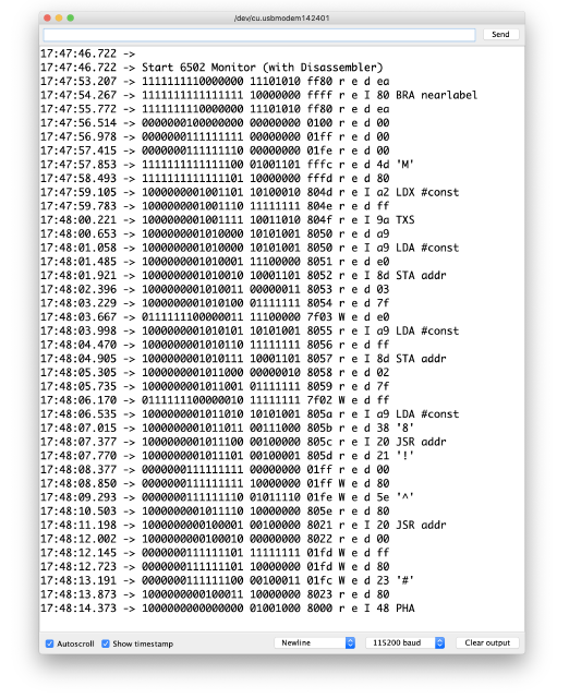 Output using SYNC to detect opcodes